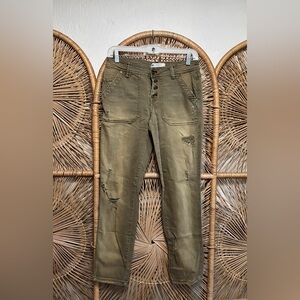 Free People Distressed Mountaineer Jeans in Olive